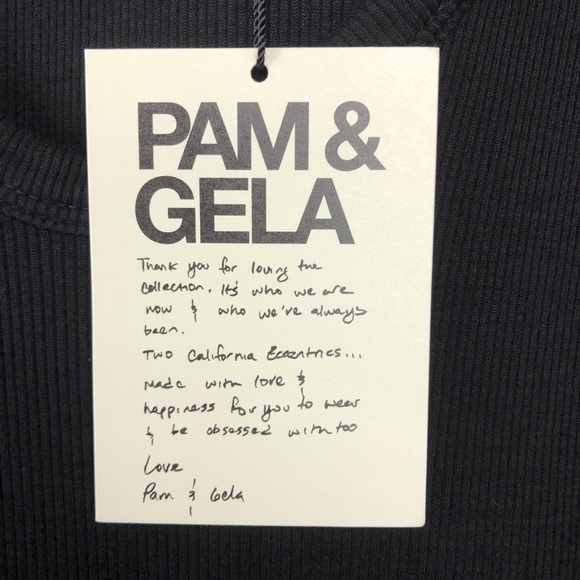 Pam & Gela Black Split Neck Ribbed Jersey Dress M - Picture 8 of 11